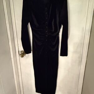 Fashion Nova Black Velvet Midi Dress